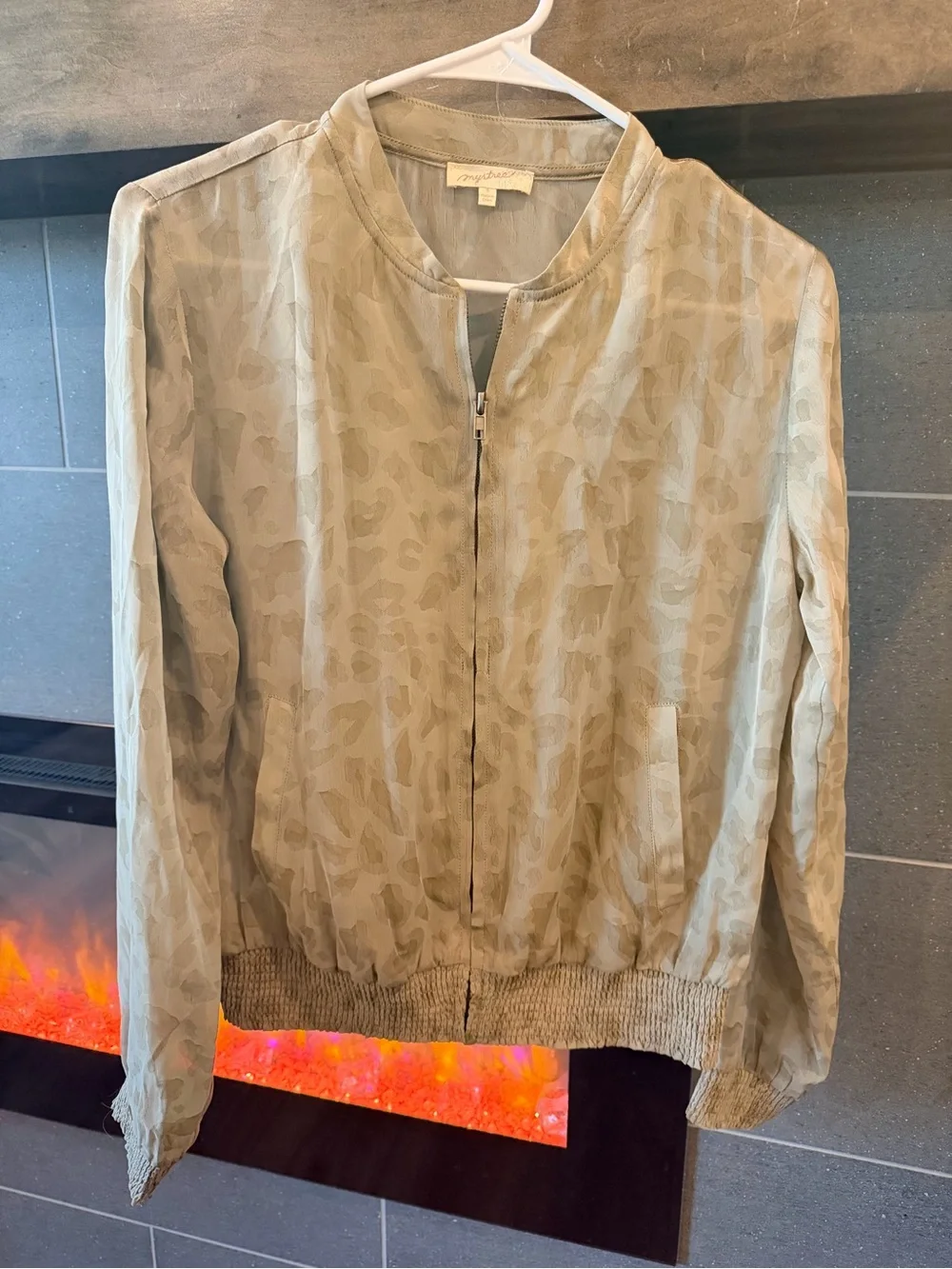 Mystree Light tan/ taupe Patterned Bomber Jacket